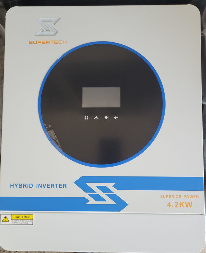 اینورتر شارژر ، سانورتر هیبریدی 4200 وات 24 ولت 120 آمپر mppt برند supertech