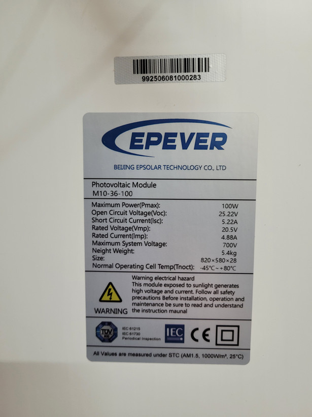 پنل خورشیدی 100 وات برند EPEVER اصل